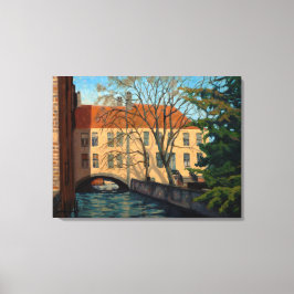 Uitnodigende Bruges Kanaal Impressionistische Kuns Canvas Afdruk