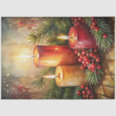 Uitnodigende kerstkaars tissuepapier hulst bes (Voorkant)