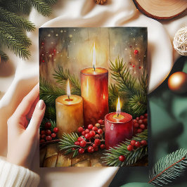 Uitnodigende kerstkaars tissuepapier hulst bes