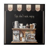 Uitnodigende Zwarte Boerderij Huis Koffie Station  Tegeltje (Voorkant)