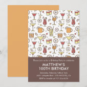 Uitnodiging 100ste verjaardag Cocktail Patroon (Voorkant / Achterkant)
