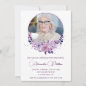 Uitnodiging 100ste verjaardag Foto Bloemen Boho (Voorkant)