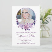 Uitnodiging 100ste verjaardag Foto Bloemen Boho (Staand voorkant)
