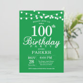 Uitnodiging 100ste verjaardag groen (Staand voorkant)