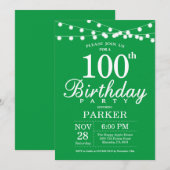 Uitnodiging 100ste verjaardag groen (Voorkant / Achterkant)