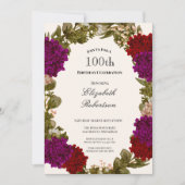 Uitnodiging 100ste verjaardag herfst bloemenborder (Voorkant)