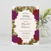 Uitnodiging 100ste verjaardag herfst bloemenborder (Staand voorkant)