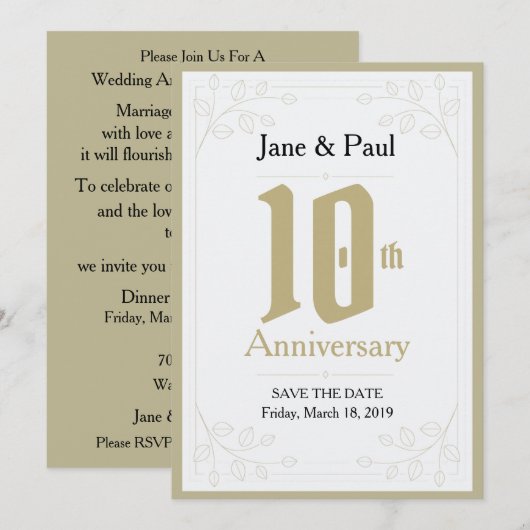 Uitnodiging 10-jarig jubileum bloemschikken (Voorkant / Achterkant)