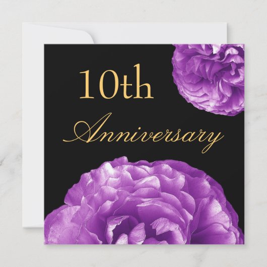 Uitnodiging 10-jarig jubileum - PURPLE Rozen (Voorkant)