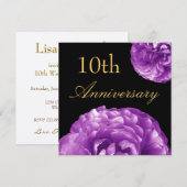 Uitnodiging 10-jarig jubileum - PURPLE Rozen (Voorkant / Achterkant)