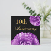 Uitnodiging 10-jarig jubileum - PURPLE Rozen (Staand voorkant)