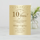 Uitnodiging 10-jarig jubileumfeest Goud (Staand voorkant)