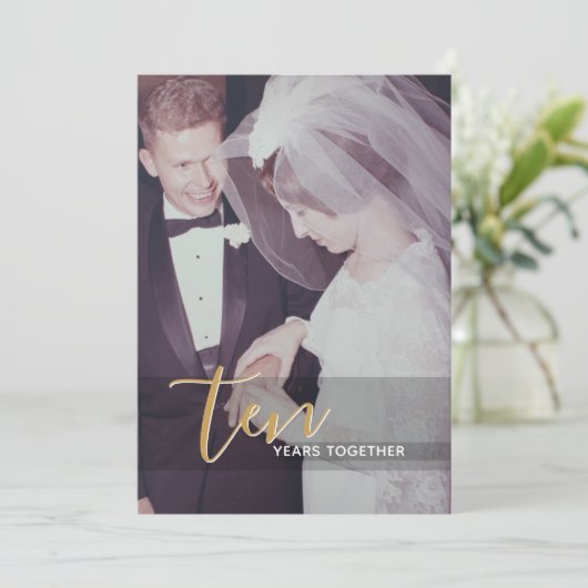 Uitnodiging 10e trouwdag & foto (Staand voorkant)