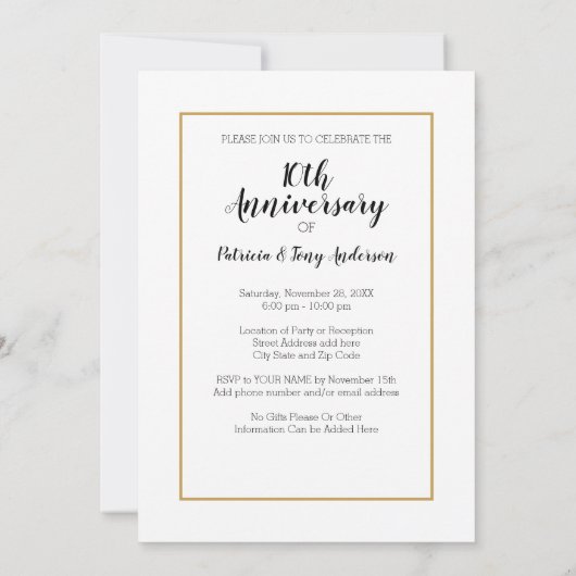 Uitnodiging 10e trouwdag & foto (Achterkant)