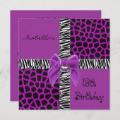 Uitnodiging 13e tiende verjaardag Wilde Paarse Die (Voorkant / Achterkant)