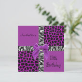 Uitnodiging 13e tiende verjaardag Wilde Paarse Die (Staand voorkant)