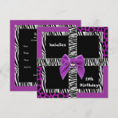 Uitnodiging 13e tiende verjaardag Wilde Paarse Die (Voorkant / Achterkant)