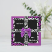 Uitnodiging 13e tiende verjaardag Wilde Paarse Die (Staand voorkant)