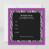 Uitnodiging 13e tiende verjaardag Wilde Paarse Die (Achterkant)