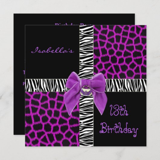 Uitnodiging 13e tienerdag Wilde Paarse Dier 2 (Voorkant / Achterkant)