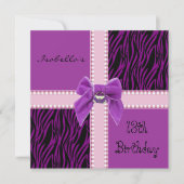 Uitnodiging 13e verjaardag Paarse roze (Voorkant)