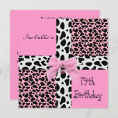 Uitnodiging 14e tiende verjaardag Wilde Roze Koe D (Voorkant / Achterkant)