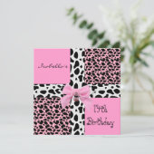 Uitnodiging 14e tiende verjaardag Wilde Roze Koe D (Staand voorkant)