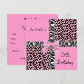 Uitnodiging 14e tiende verjaardag Wilde Roze Koe D (Voorkant / Achterkant)