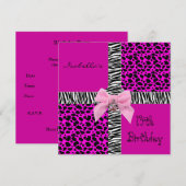 Uitnodiging 14e tiende verjaardag Wilde Roze Koe D (Voorkant / Achterkant)