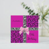 Uitnodiging 14e tiende verjaardag Wilde Roze Koe D (Staand voorkant)