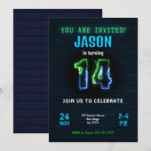 Uitnodiging 14e verjaardag jongen (Voorkant / Achterkant)