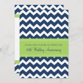 Uitnodiging 15-jarig jubileum Blue Lime Chevron (Voorkant / Achterkant)