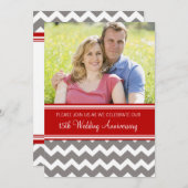 Uitnodiging 15-jarig jubileum Foto Rood Grijs (Voorkant / Achterkant)