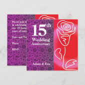 Uitnodiging 15de trouwdag roos (Voorkant / Achterkant)