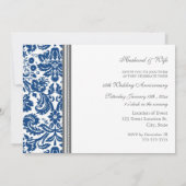 Uitnodiging 15e jubileum in blauw-grijze damast (Achterkant)