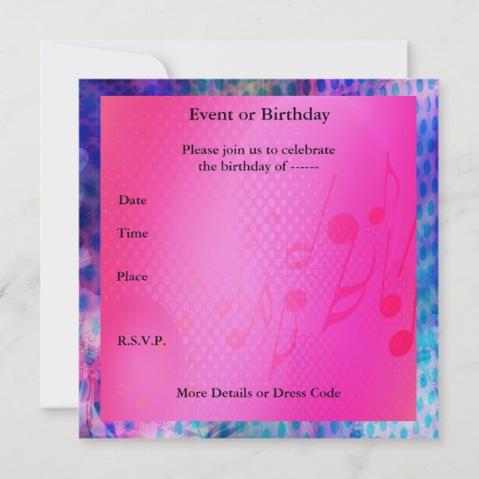 Uitnodiging 16e verjaardag Muziekdanpartij (Achterkant)