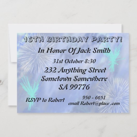 Uitnodiging 16e verjaardag van de partij (Achterkant)