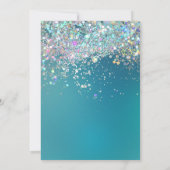 Uitnodiging 17e verjaardag Turquoise Zilver Glitte (Achterkant)