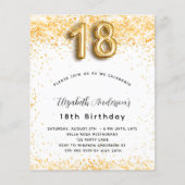 Uitnodiging 18e verjaardag witte goud glitters bud flyer (Voorkant)