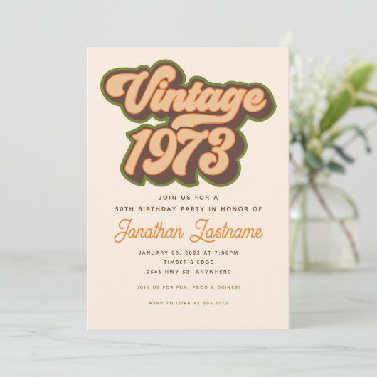  uitnodiging 1973 50e verjaardag (Staand voorkant)