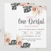 Uitnodiging 1-Derful 1st Birthday (Voorkant / Achterkant)