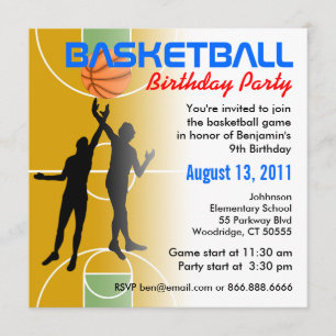 Uitnodiging 1 van de Basketball Birthday Party