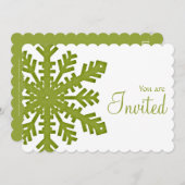 Uitnodiging 1 van de groene winterslaap Snowflake (Voorkant / Achterkant)
