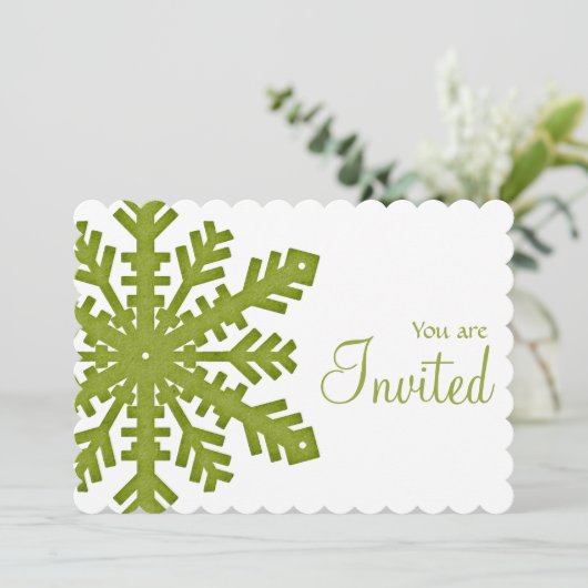 Uitnodiging 1 van de groene winterslaap Snowflake (Staand voorkant)