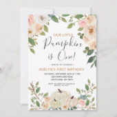 Uitnodiging 1e verjaardag met witte glinsterende p (Voorkant)