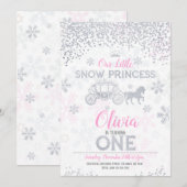 Uitnodiging 1e verjaardag WInter Prinses Glitters (Voorkant / Achterkant)