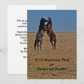 Uitnodiging 1e verjaardagsfeest Dansende paarden (Voorkant / Achterkant)