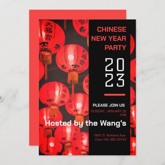 Uitnodiging 2023 voor nieuwjaarsfeest in China (Voorkant / Achterkant)