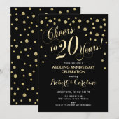 Uitnodiging 20e trouwdag - Zwart & Goud (Voorkant / Achterkant)
