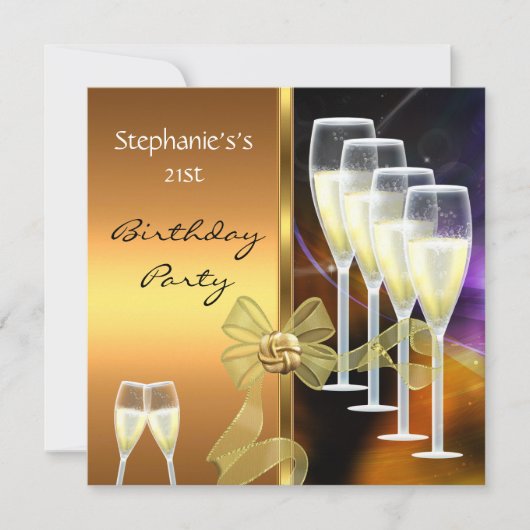 Uitnodiging 21e verjaardag van de legant Paars gou (Voorkant)